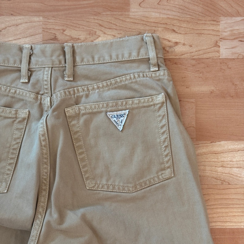 Vintage Guess Jeans Mens 29 Tan Khaki Cotton Straight Leg 90s USA Tradition